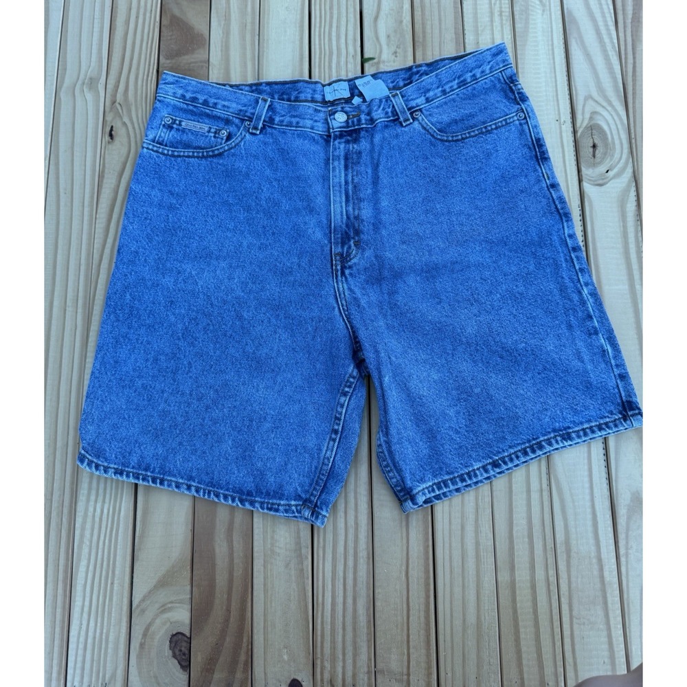 Vintage Calvin Klein Jean Shorts Leather Patch 90's Mens Size 38x9inch USA
